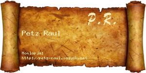 Petz Raul névjegykártya